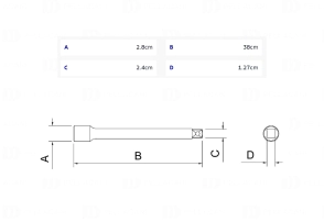 Mango Articulado 15" en Acero Cromo Vanadio Encastre de 1/2"