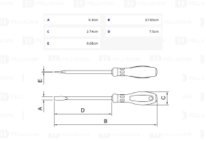 Destornillador Punta Chata en Acero Cromo Vanadio 3x75 mm (1/8x3")
