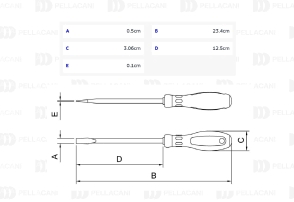 Destornillador Punta Chata en Acero Cromo Vanadio 5x125mm (3/16x5")