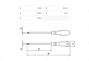 Destornillador Punta Cruzada en Acero Cromo Vanadio 6x100 mm (1/4x4")