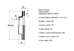 Disco de Freno Trasero MB 914 915