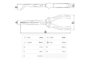 Pinza Punta Curva Aislada 1.000 V 8"