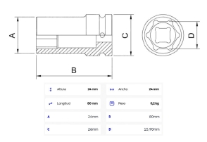 Dado de Impacto 5/8'' - Encastre 1/2''