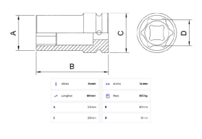 Dado de Impacto 8 mm - Encastre 1/2''