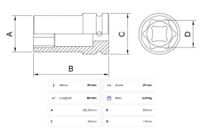 Dado de Impacto 19 mm - Encastre 1/2''