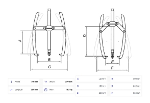 Extractor de Poleas 3 Brazos Articulados 10''
