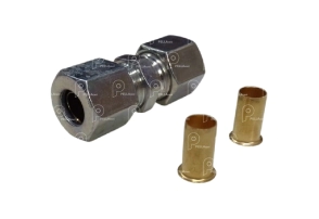 Acople recto tubo a tubo 12mm metal c/virola