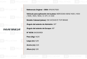 Detalles técnicos del cabezal OM447/449 para buses Mercedes. - Maringá en Pellacani Store