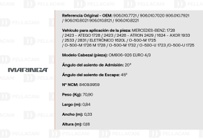 Especificaciones del cabezal OM906-926 para buses y camiones Mercedes. Maringá en Pellacani Store